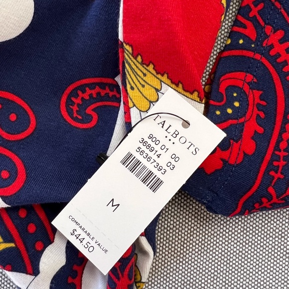 TALBOTS Cotton Long Sleeve Tee/ India Ink Multi - Picture 4 of 4